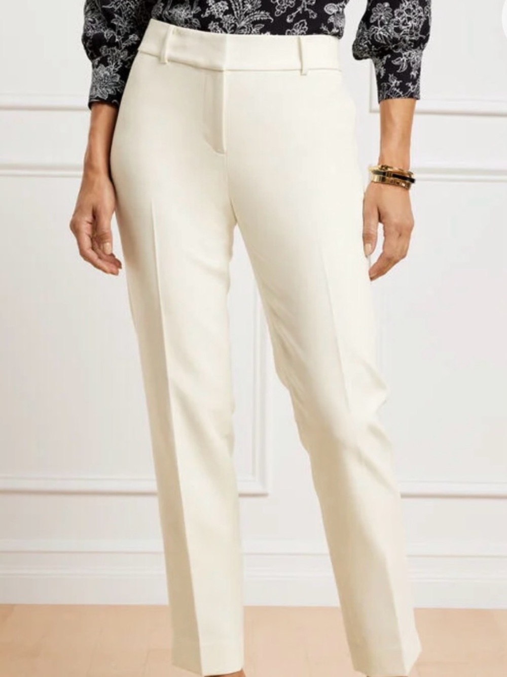 Talbots Size 16 White Hampshire Ankle Length Straight-Leg Tailored Trousers
